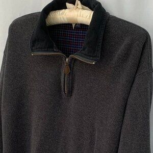 LAND'S END Mens 1/4 Zip Up Elbow Patches Pullover Sweater